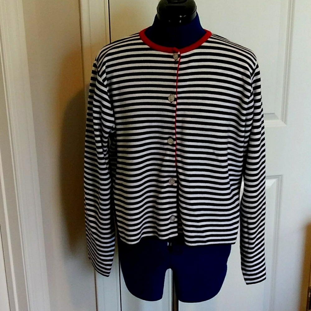 Talbots Long Sleeve Sweater with Red Collar
